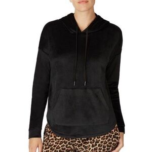 Women’s black velvet SOFTEST hoodie size S/P by Room Service